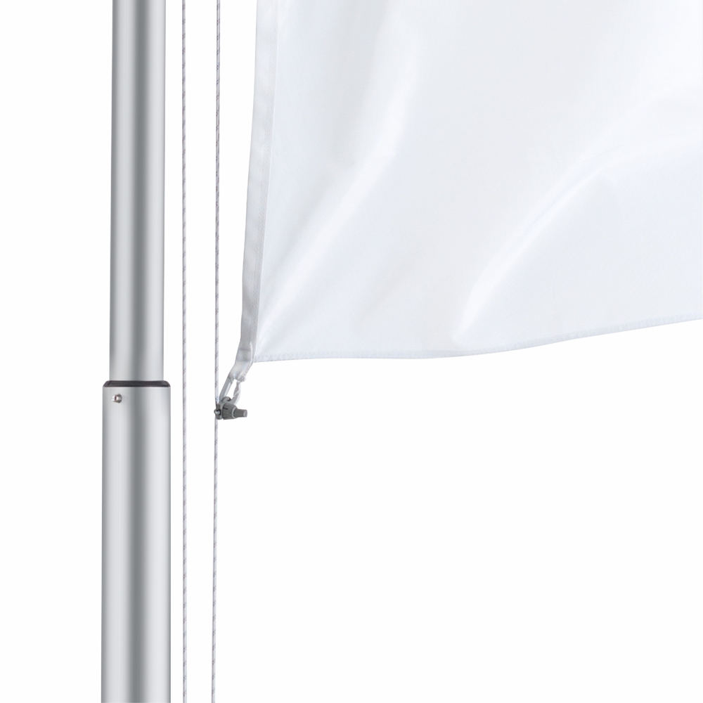 Fahnenmast EVENT Jump mit Hissseil außen und Klampe (teilbar), Höhe: 6 m (teilbar), vorbereitet für Kipphalterung