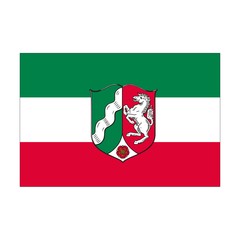 Landesdienstflagge Nordrhein-Westfalen (mit Wappen), Querformat, 90 x 60 cm