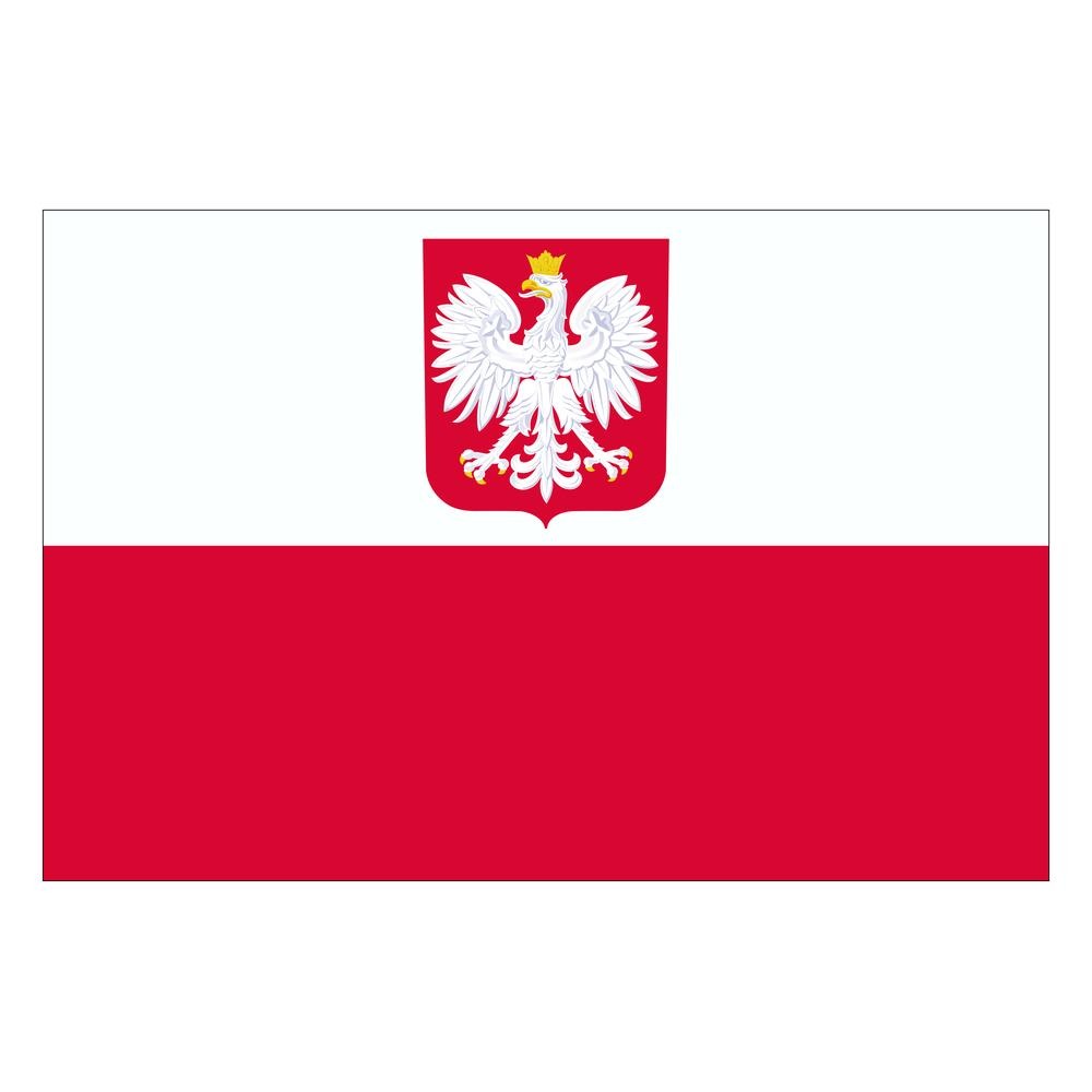 Länderflagge Polen (mit Wappen), Querformat, 90 x 60 cm