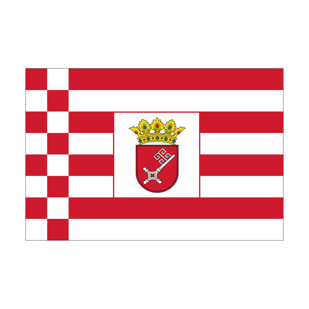 Landesdienstflagge Bremen (mit Schlüsselwappen), Querformat, 90 x 60 cm